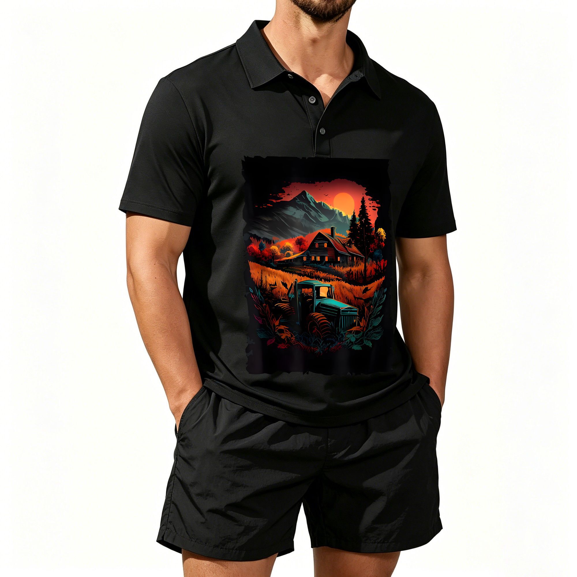 Men's Polo Shirt and Beach Sho - Farming A 评论和价格